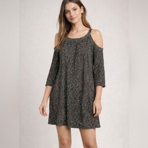 M MISSONI Italian Knit Cold-Shoulder Mini Dresa. Black/Gold. Size 4